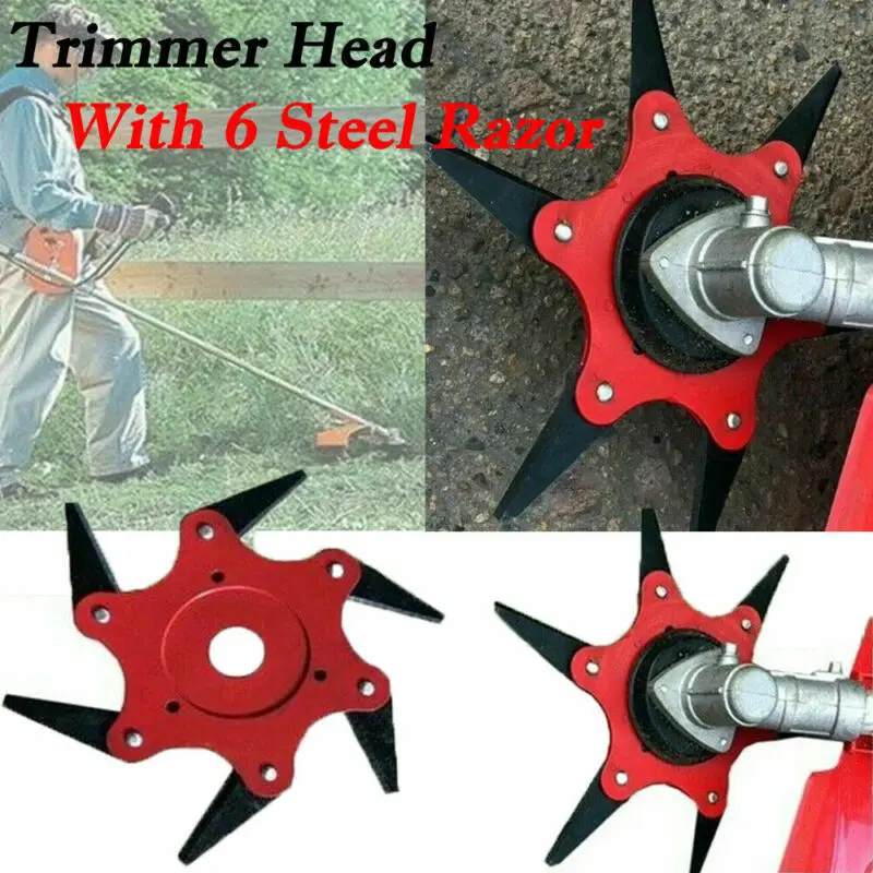 6 Steel Blades Razor 65Mn Lawn Mower Grass Eater Trimmer Head Brush Cutter Tools