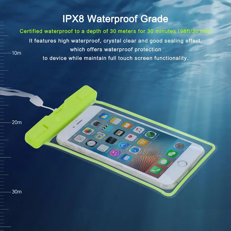 Универсальный светящийся водонепроницаемый чехол для мобильного телефона для iPhone7/5S/6/6 S plus/5 Galaxy S7 чехол Аксессуары для бассейна сумки