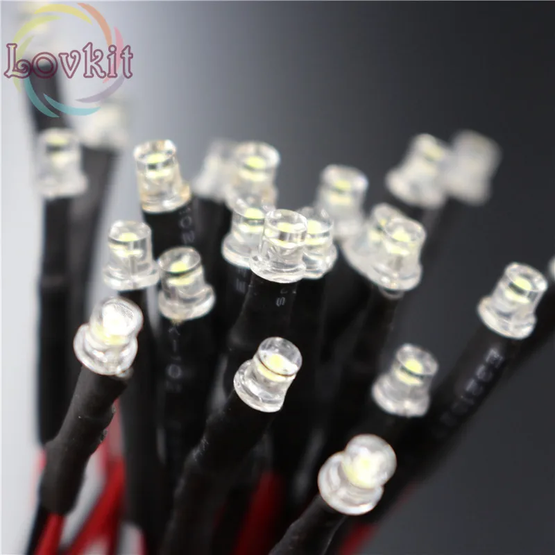 50 шт. 3 мм 12 В LED Предварительно проводной резистор DC 20 см плоский Топ Желтый