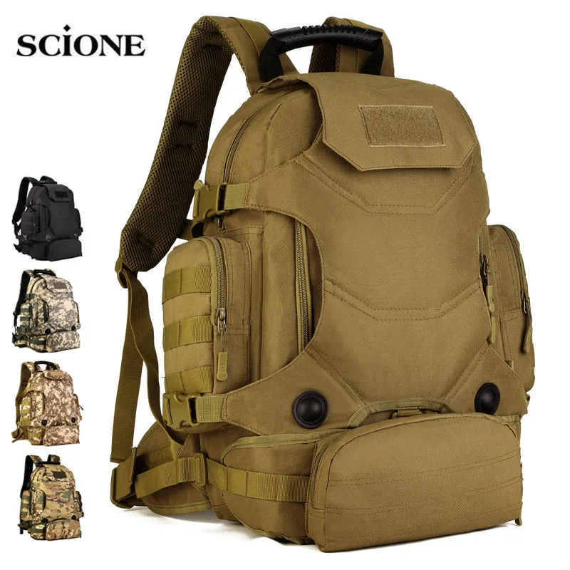 40L 2 Set Travel Bags Tactical Backpack Camping Bag Military Backpacks Hiking Men's Outdoor Sports