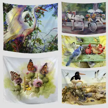 

Sales Promotion Ethnic Tapestry Animal Bird Horse Duck Butterfly 3D design towel mat outdoor picnic mat living room decor carpet