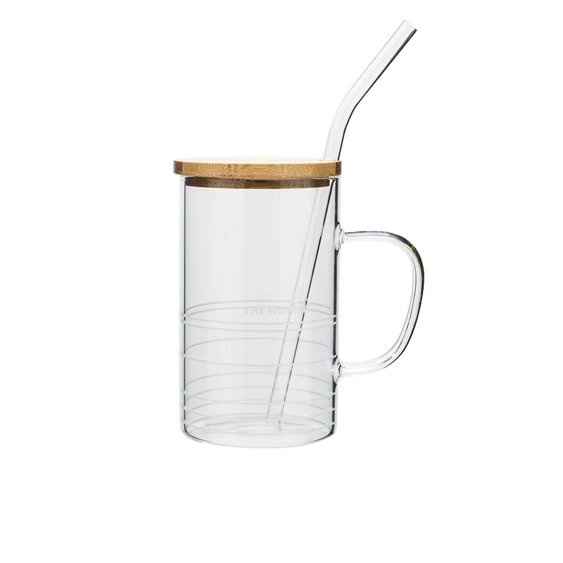 Высококачественная термостойкая стеклянная кружка с соломенной крышкой, чашка для любителей сока лимона, цветочный чайный набор, кружка, кофейная чашка, посуда для воды - Цвет: 02