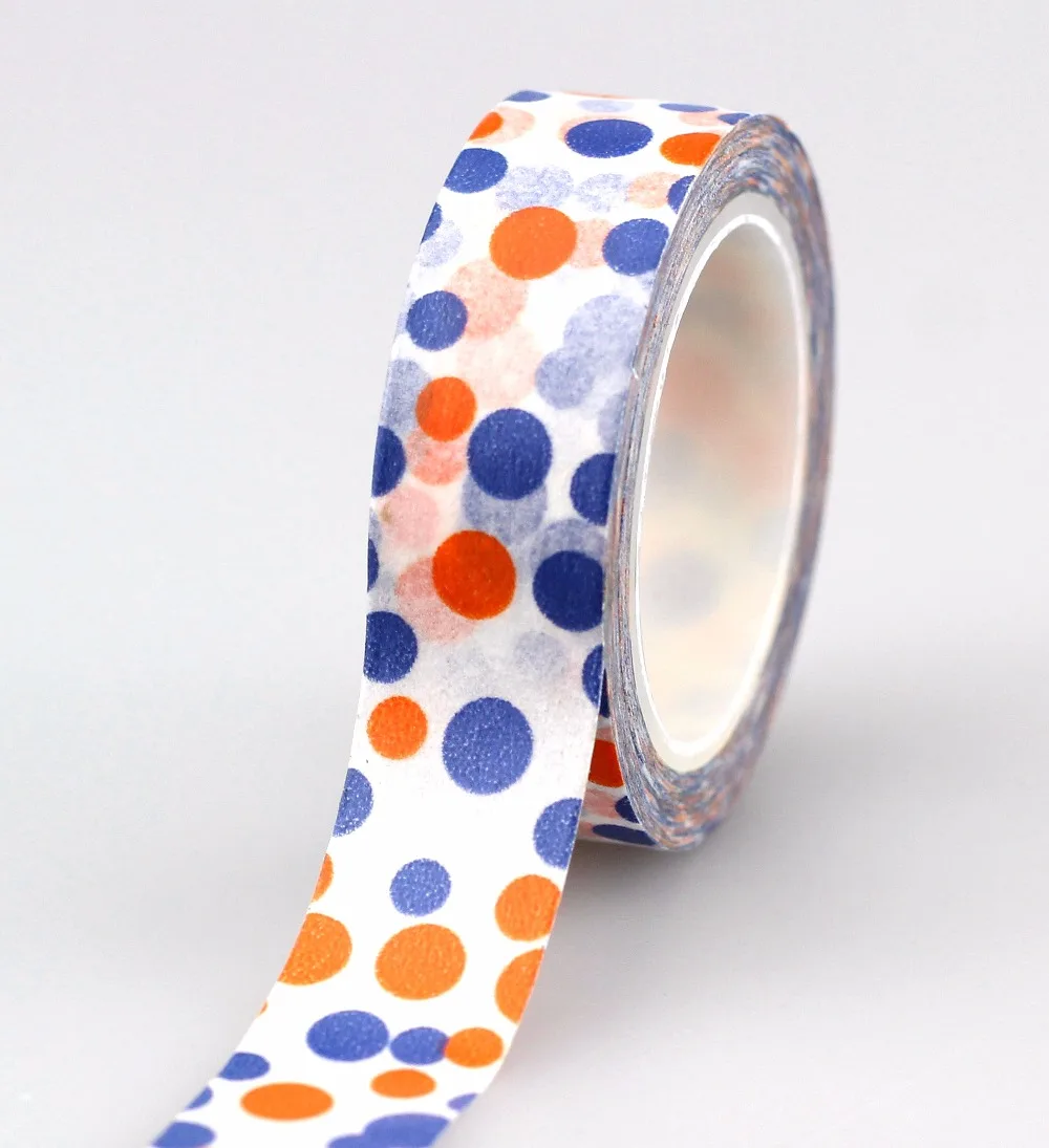 

High Quality The Blue and Orange polka dots Decorative Washi Tape Japanese DIY Scrapbooking Masking Tape School Office Supply