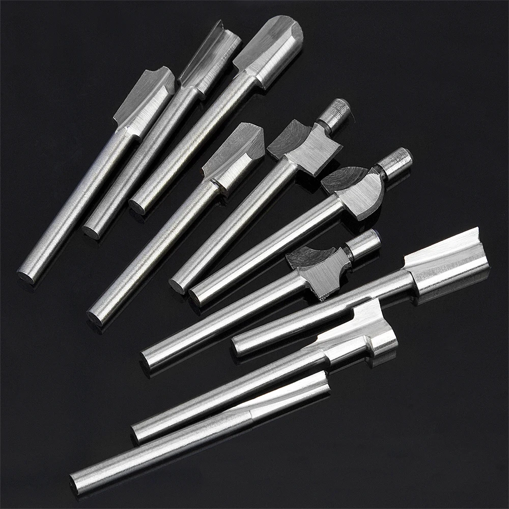 10PCS/lot 1/8 Mini Shank HSS Carpentry Router Bits Fit Dremel Rotary