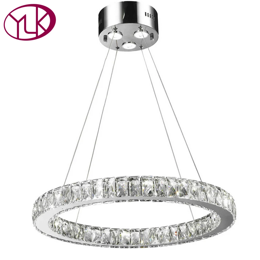 

Youlaike Modern LED Chandelier Lighting For Dining Room Single Circle Crystal Light Brief Bar Hanging Lustres De Cristal