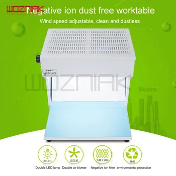 

Woznaik Dust Free Worktable Negative Ion Non Pole Variable Speed Clean Dust Removal for Cellphone Repairs Workbench Will Led