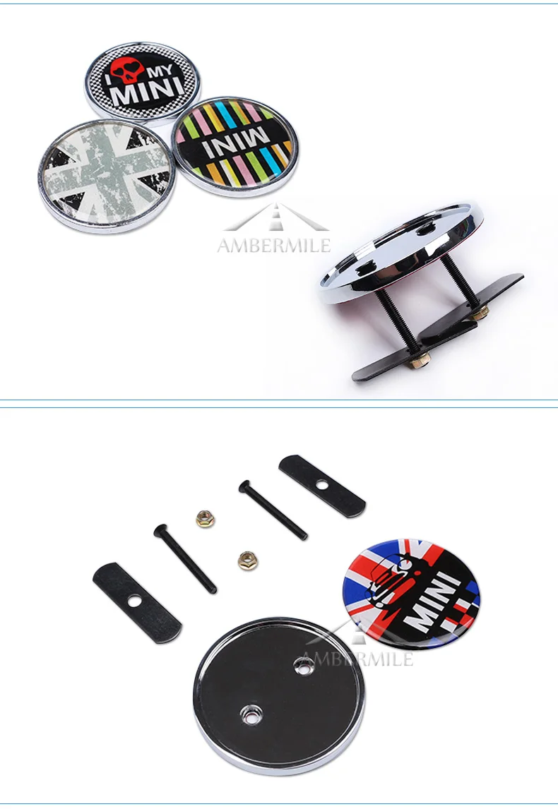 Car Front Grill Emblem Badge Metal Stickers for Mini Cooper Countryman R55 R56 R50 R53 R60 R61 F54 F55 F56 Car Styling (6)