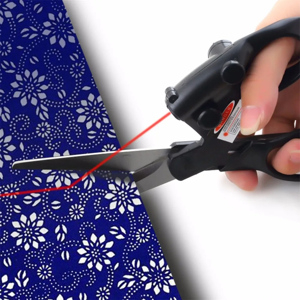 

Professional Sewing Laser Guided Scissors For home Crafts Wrapping Gifts Fabric Sewing Cut Straight Fast with battery