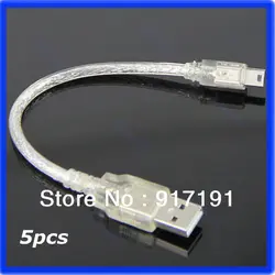 6 шт./лот короткие «Папа-папа» мини 5-контактный разъем B штекер USB Кабель-адаптер USB2.0 кабель-удлинитель