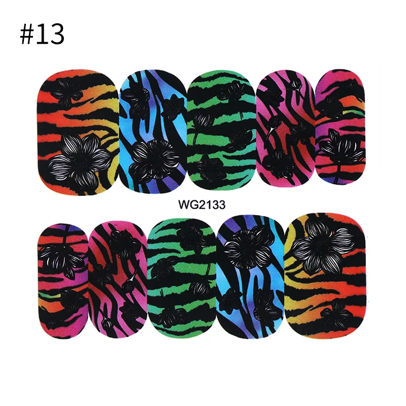 Цветочные наклейки для ногтей с животными, полоски, самоклеющиеся наклейки для дизайна ногтей, сделай сам, украшение для УФ-гель-лака - Цвет: Pattern 13