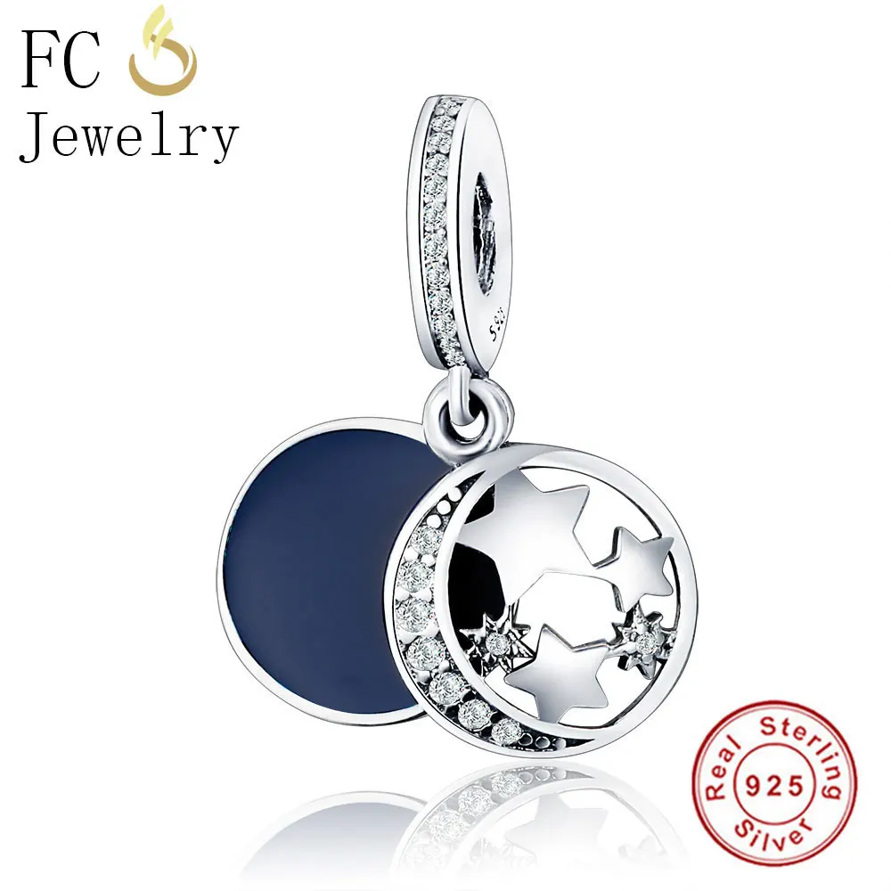 

FC Jewelry Fit Original Pandora Charm Bracelet 925 Sterling Silver Stars Circles Beads for making Necklace Pendant Berloque
