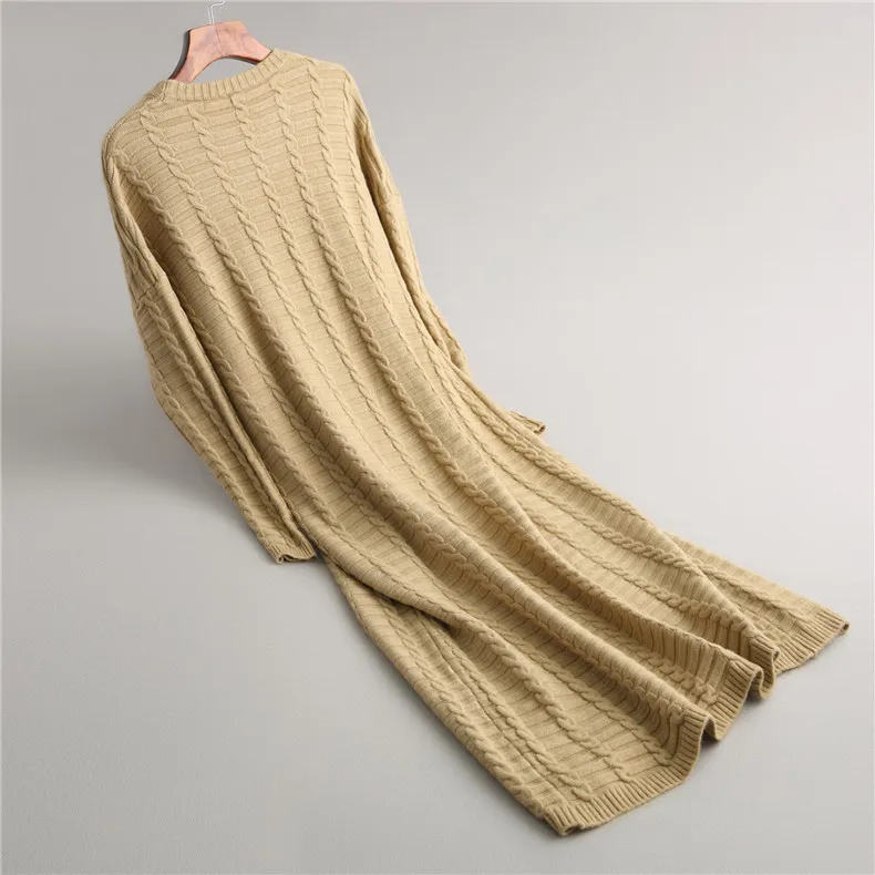 Модное Повседневное платье для женщин, Зимний пуловер большого размера с длинным рукавом и круглым вырезом, однотонное женское вязаное плотное платье-свитер Vestidos