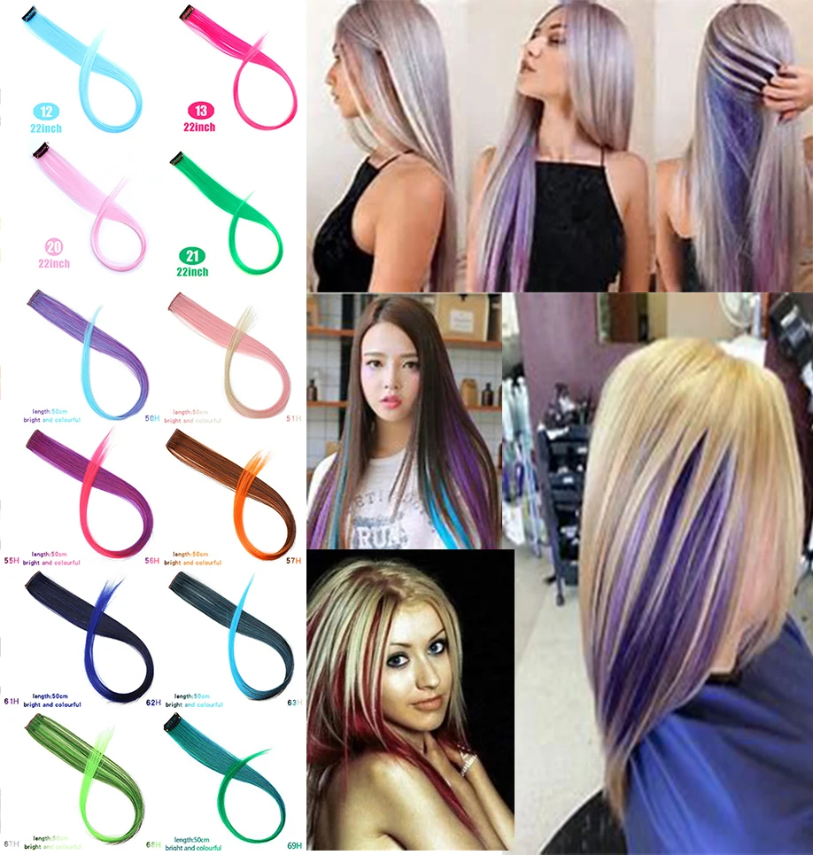

MSTN Fashion Creamily 22 Inch Clip In Hair Extensions Long Straight Ombre Hairstyles Many Colors Available for Women Headwear