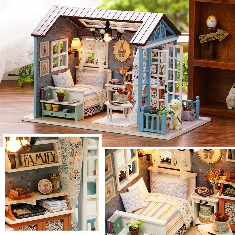 Кукольный домик Миниатюрный DIY кукольный с мебелью американский Ретро стиль