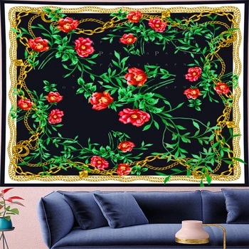 

Nordic Style macrame rose chain Tapestry retro red flower goblen indian mandala tapestry boho Wall Hanging farmhouse home decor