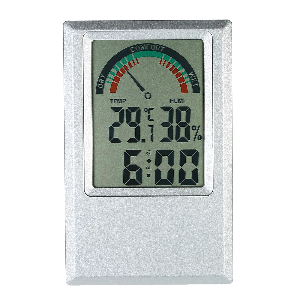 C/F Digital Thermometer Hygrometer Temperature tester Humidity Meter Alarm Clock wall Max Min Value Comfort Level Display