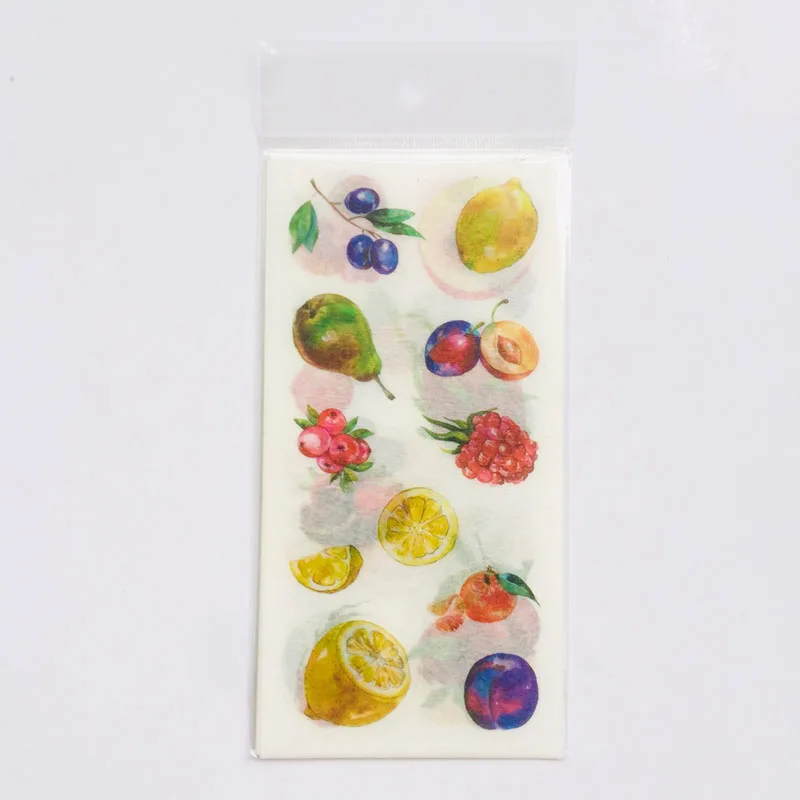 6 Sheets Fresh Colorful Fruits Washi Paper Decorative Stickers Computer Notebook Decor