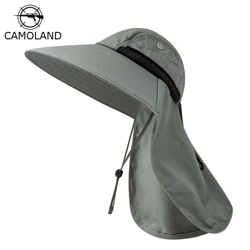 icolor Sun Hat Fishing Hats Outdoor UV Sun Protection Cap Wide Brim Safari Hat w/Neck Face Flap Windproof Bucket Hat 