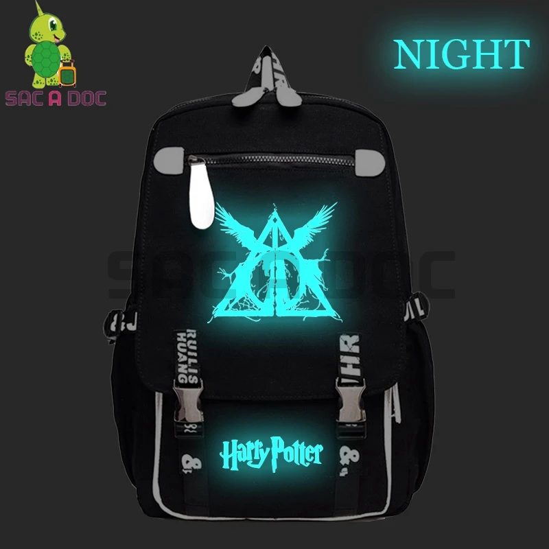 

Harri Potter Luminous Backpack Hogwarts/The Deathly Hallows School Bags for Teenage Girls Boys Laptop Backpack Travel Rucksacks