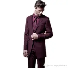 2017 Latest Coat Pant Designs Burgundy Men Wedding Suits Prom Tuxedo Slim Fit Skinny 3 Piece Custom Groom Blazer Terno Masculino
