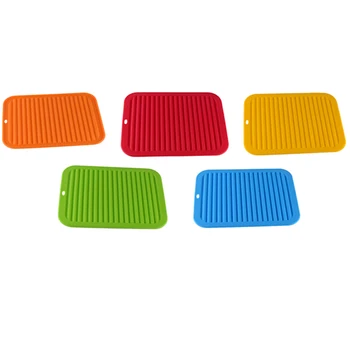 

Silicone Wave Pattern Insulation Mat Kitchen Storage Dish Cup Drying Rack Holder Drainer Dryer Tray Tableware Water Drainning