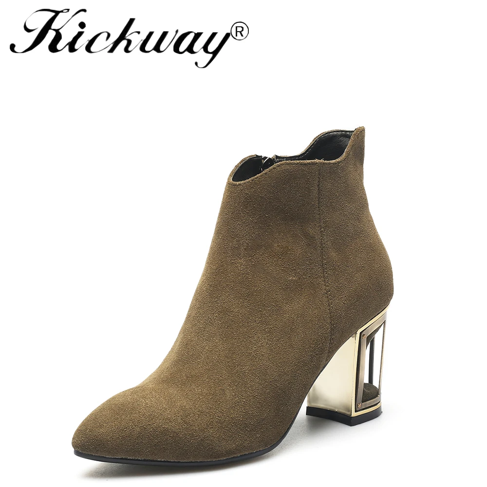 Inside green Invierno Mujer Pu Cuero De Alta Extraño Genuino Estilo Short Black Sexy Otoño 2017 Inside Kickway black Tacones 43 Plush Botas Calidad Plush green Tobillo Zapatos wqZnUXHx4P