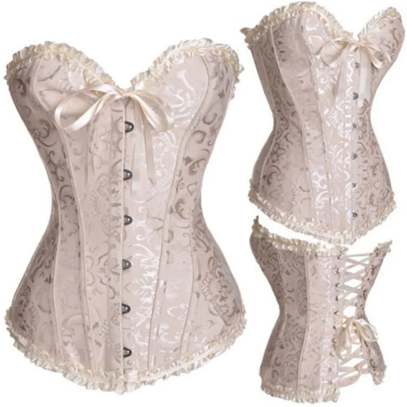 Apricot Корсет Corselet Corselete, женские корсеты, большие размеры, корсаж, корсаж, белый лиф, соломинка, топ, бюстье, S-6XL - Цвет: Apricot