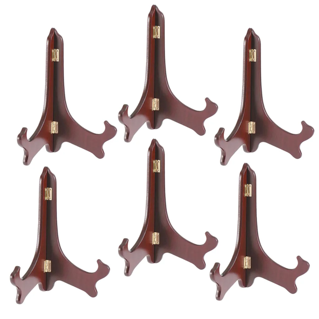 6pcs 6 inch Wooden Easel Wood Wedding Table Photo Card Stand Plate Display Holder For Party Decoration