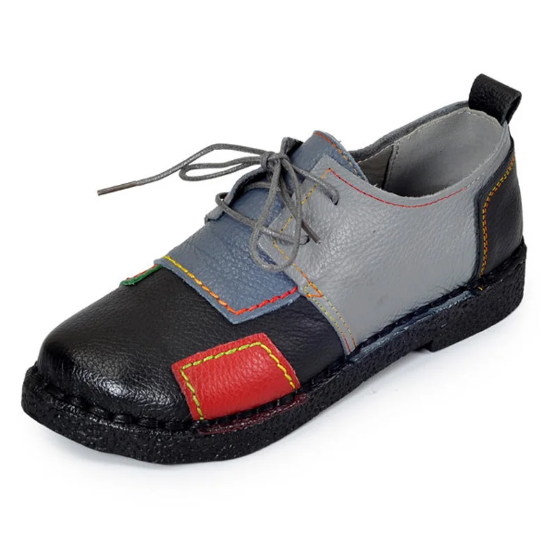 2018 New Fashion Women Shoes Genuine Leather Loafers Women Mixed Colors Casual shoes Handmade Soft Comfortable Shoes Women Flats (2)