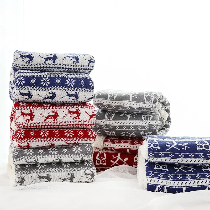 

Lambskin Large Warm Thick Owl Christmas deer Throw Blanket Coverlet Reversible Fuzzy Plaid for Bed Couch Sofa Cover drop ship