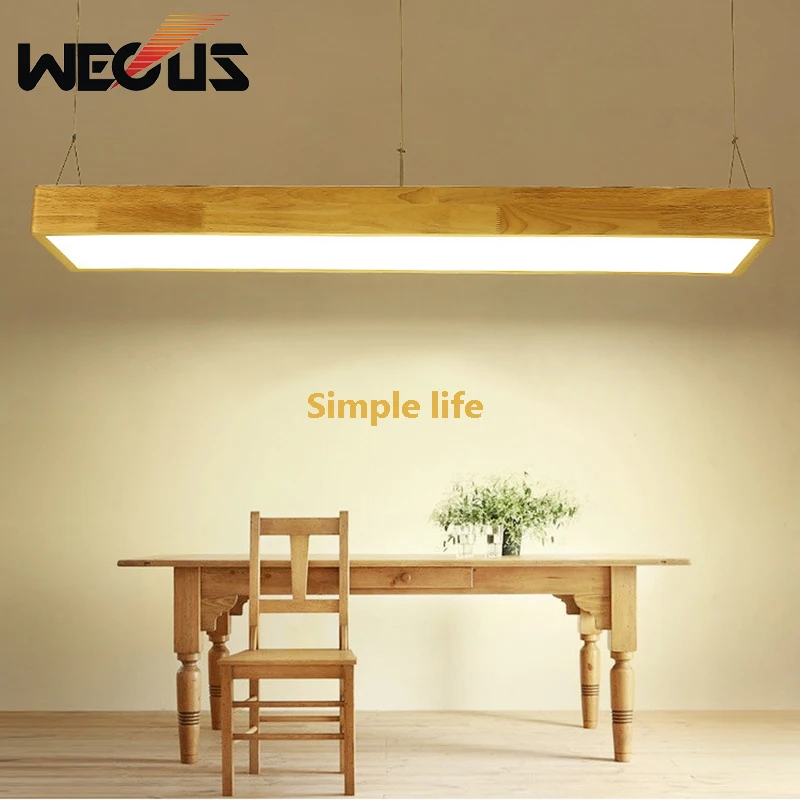 

Nordic modern pendant lights solid wood rectangle hanging light for kitchen office restaurant bar counter lamp