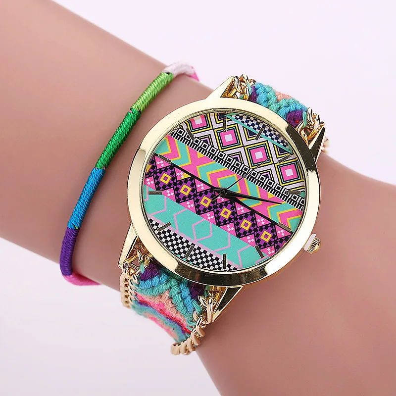 

Gnova Platinum African Ethnic Bracelet Women Watch Quartz Wristwatch relogio feminino para femme Geneva Style A273b