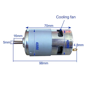 

795 DC Motor Large Torque High Power DC12V-24V Universal Motor Double Ball Bearing Mute High Speed Round Axis 60W silver metal