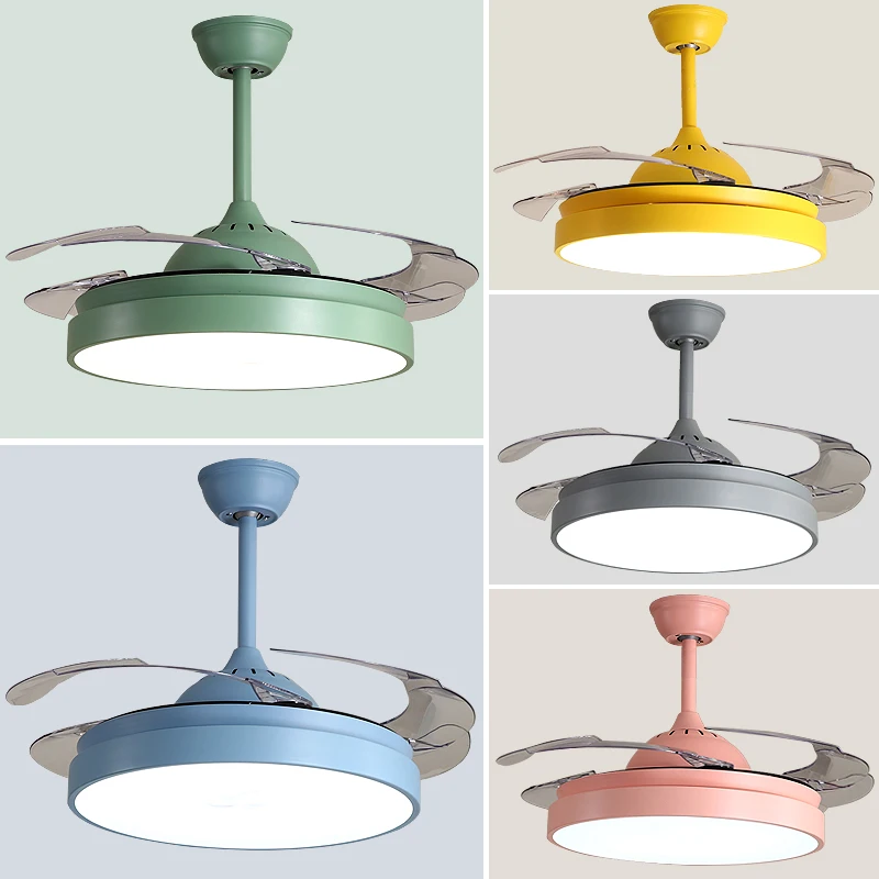 

2018 New High Quality Modern Invisible Fan lights Acrylic Leaf Led Ceiling Fans 110v / 220v Wireless control ceiling fan light