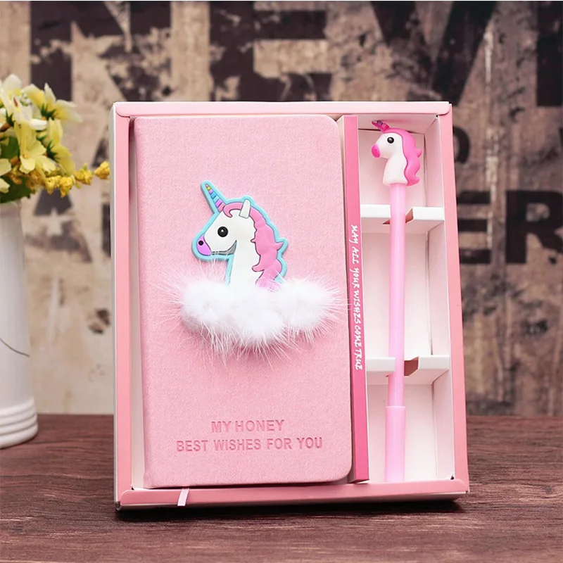 Cute Kawaii Unicorn Flamingo Notebook Gel Pen Set with