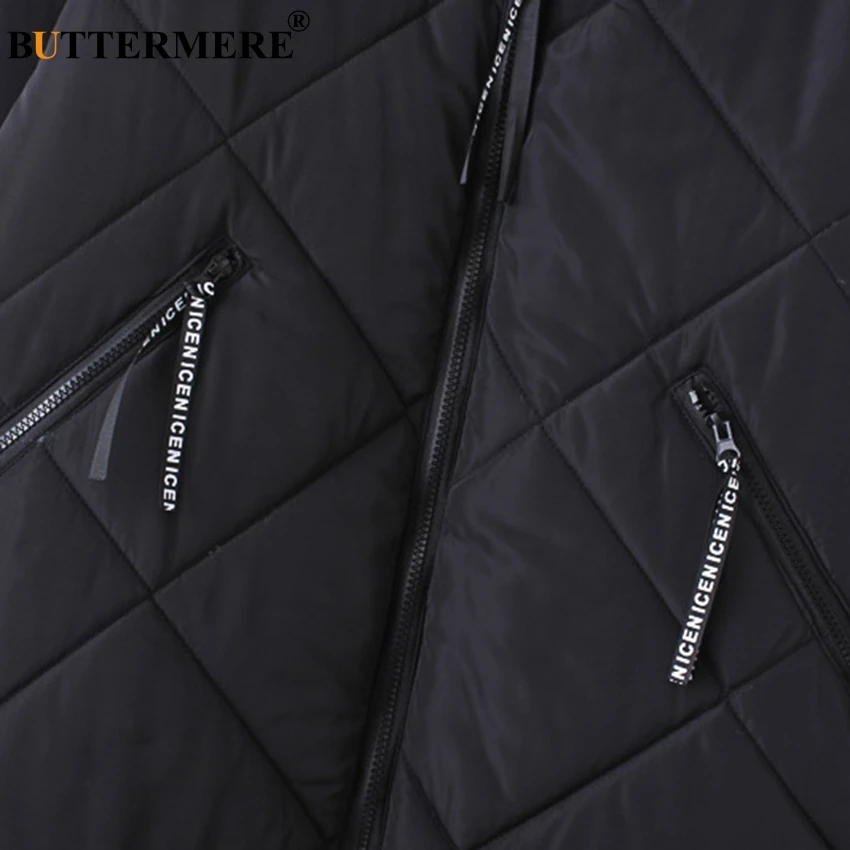 BUTTERMERE Brand Cotton Padded Coat With Faux Leather Hood Patch Designs Winter Jacket Zipper Pocket Plus Size Women Clothing