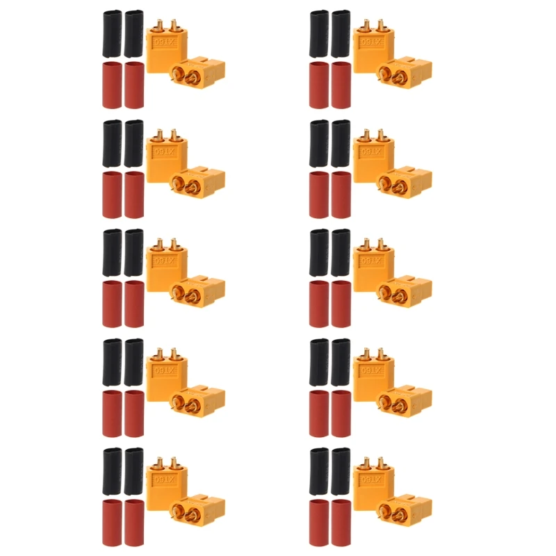 

10 Pair XT60 XT-60 Male Female Bullet Connectors Power Plugs with Heat Shrink
