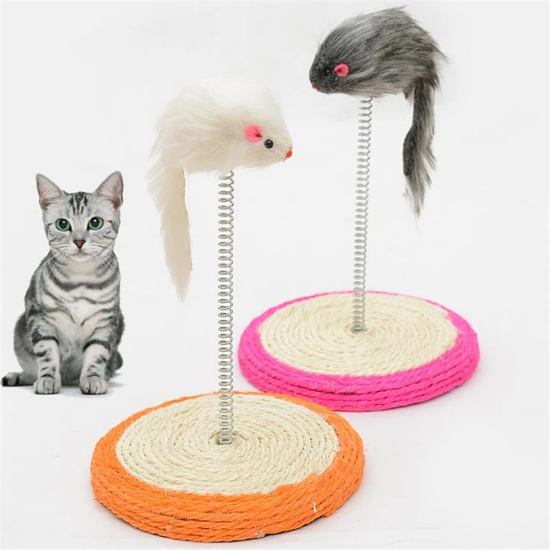DoreenBeads Cat Scratch Board Sisal Disc Spring Mouse Tease Cats Toys