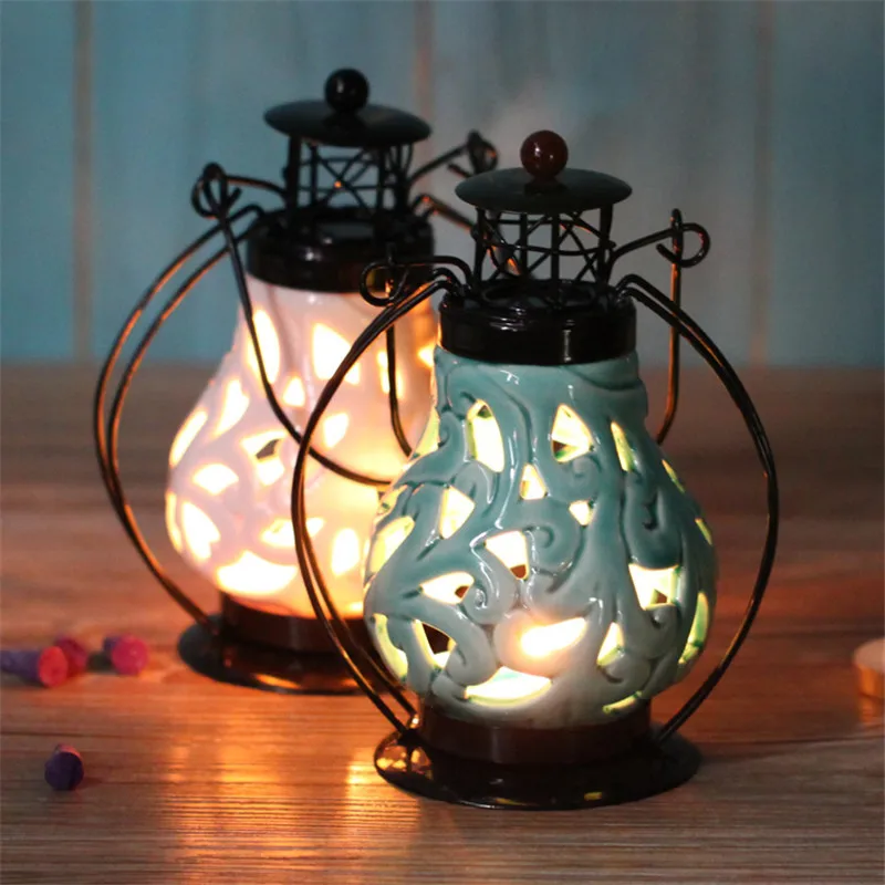Свеча-фонарь стилизованный под керосиновую лампу для дома из европейской керамики интерьера Творческий канделябр, подсвечник 50XX235