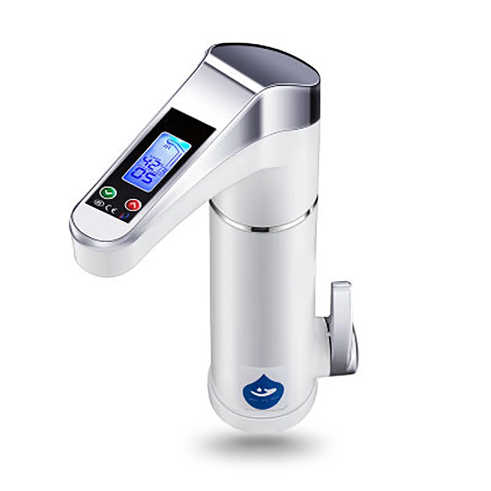 Дизайн интеллектуальный автоматический ЖК-дисплей Мгновенный Электрический кран для нагрева воды - Цвет: Белый