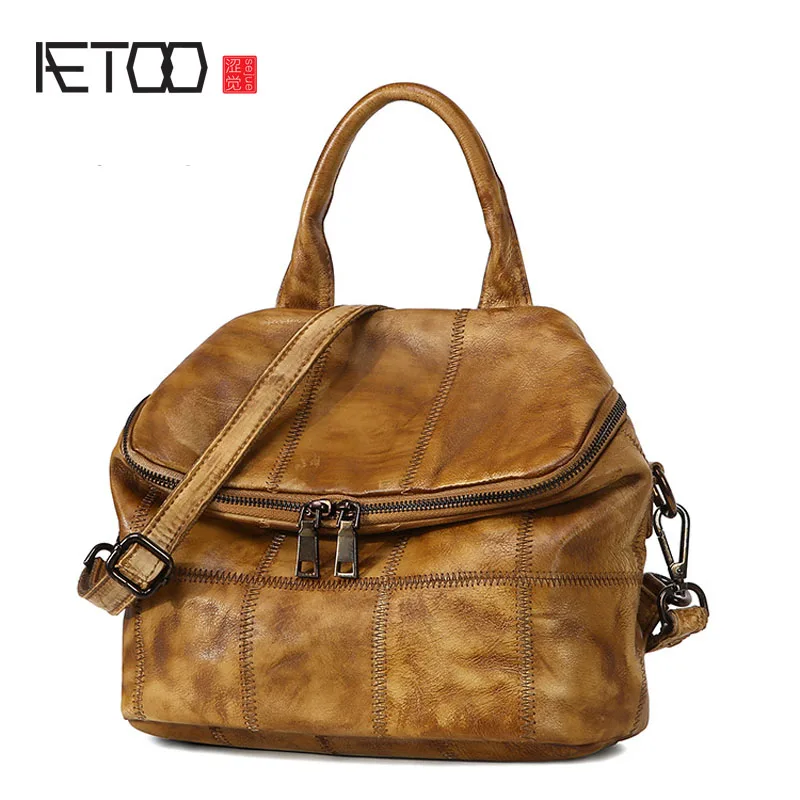 

AETOO Original hand-wipe package European and American fashion retro leather multi-functional backpack