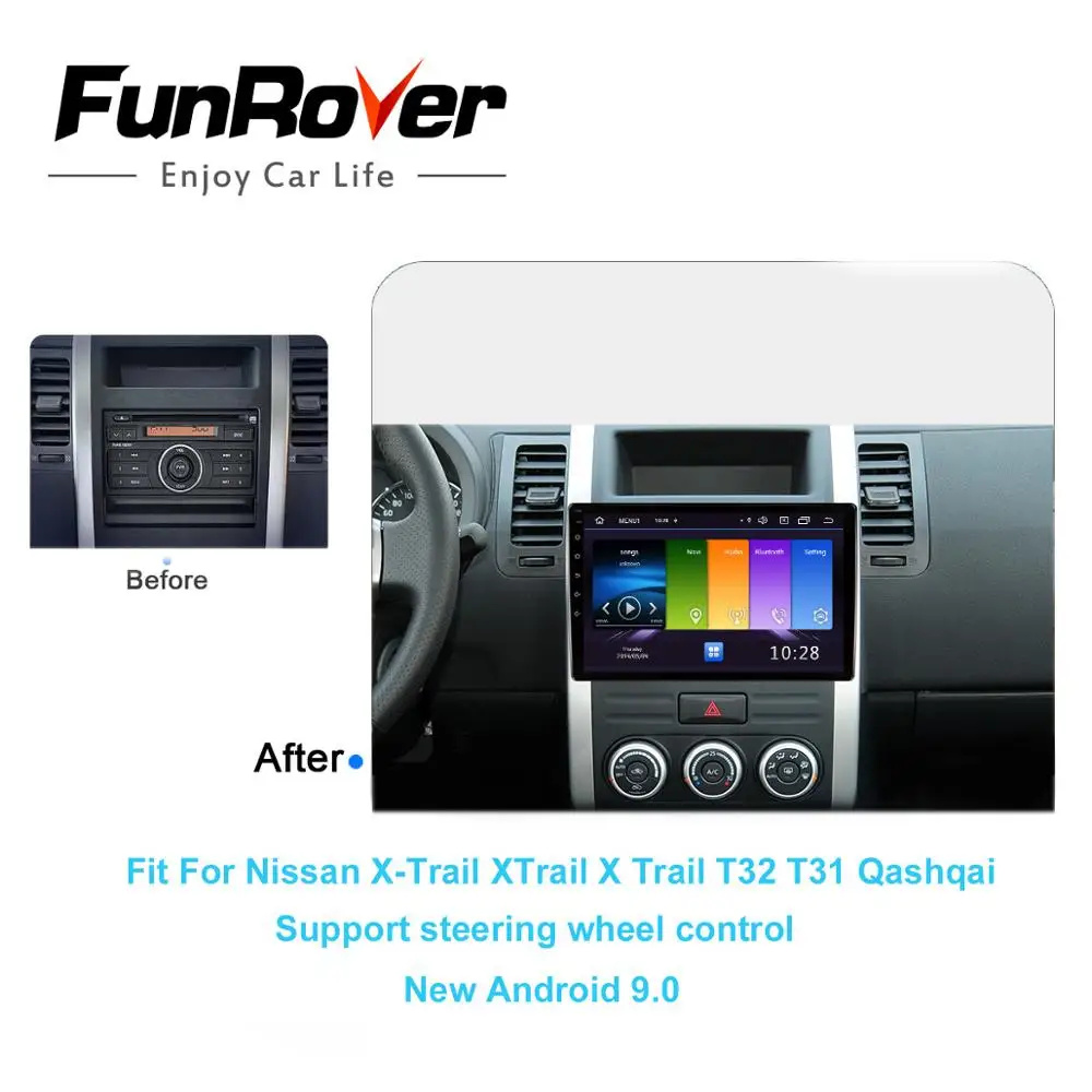 Cheap FUNROVER 2.5D+IPS Car Radio Multimedia DVD Player Navigation GPS Android 9.0 For Nissan X-Trail XTrail X Trail T32 T31 Qashqai 1