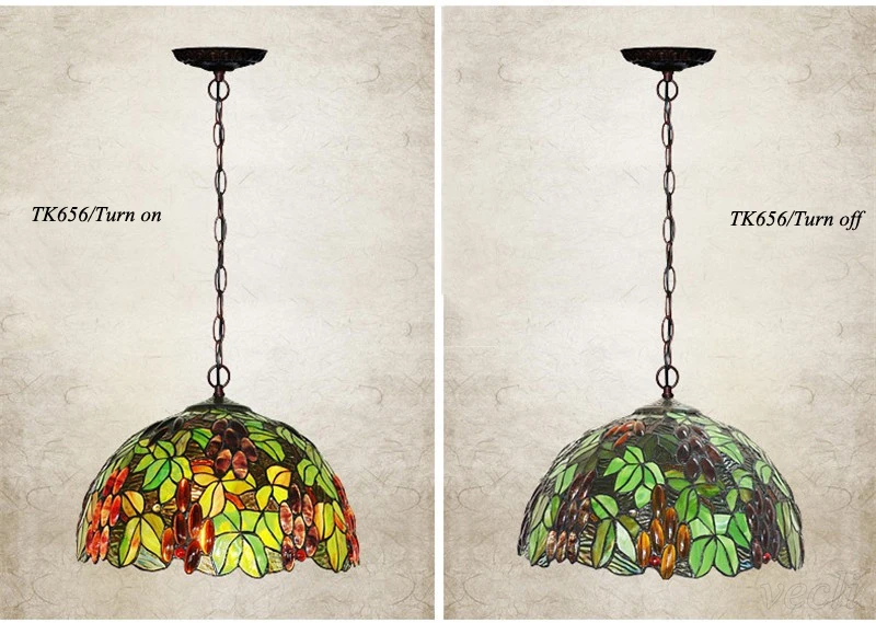 Скандинавские винтажные витражи Tiffanylamp, Европейский деревенский сад зеленые листья ротанга подвесной светильник для столовой светильник ing