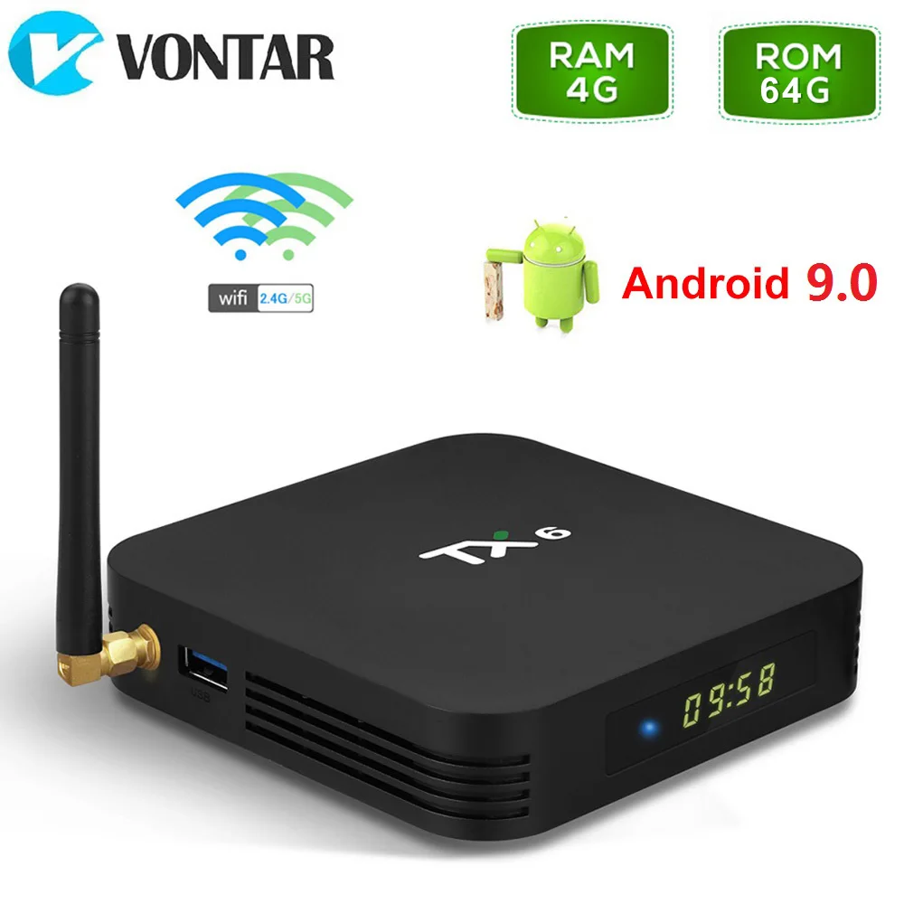 TX6 الروبوت 9.0 تي في بوكس أندرويد 4 GB 64 GB Allwinner H6 رباعية النواة Wifi HDR 4 K Tanix 4 GB 32 GB مشغل الوسائط TX6mini 2G 16G