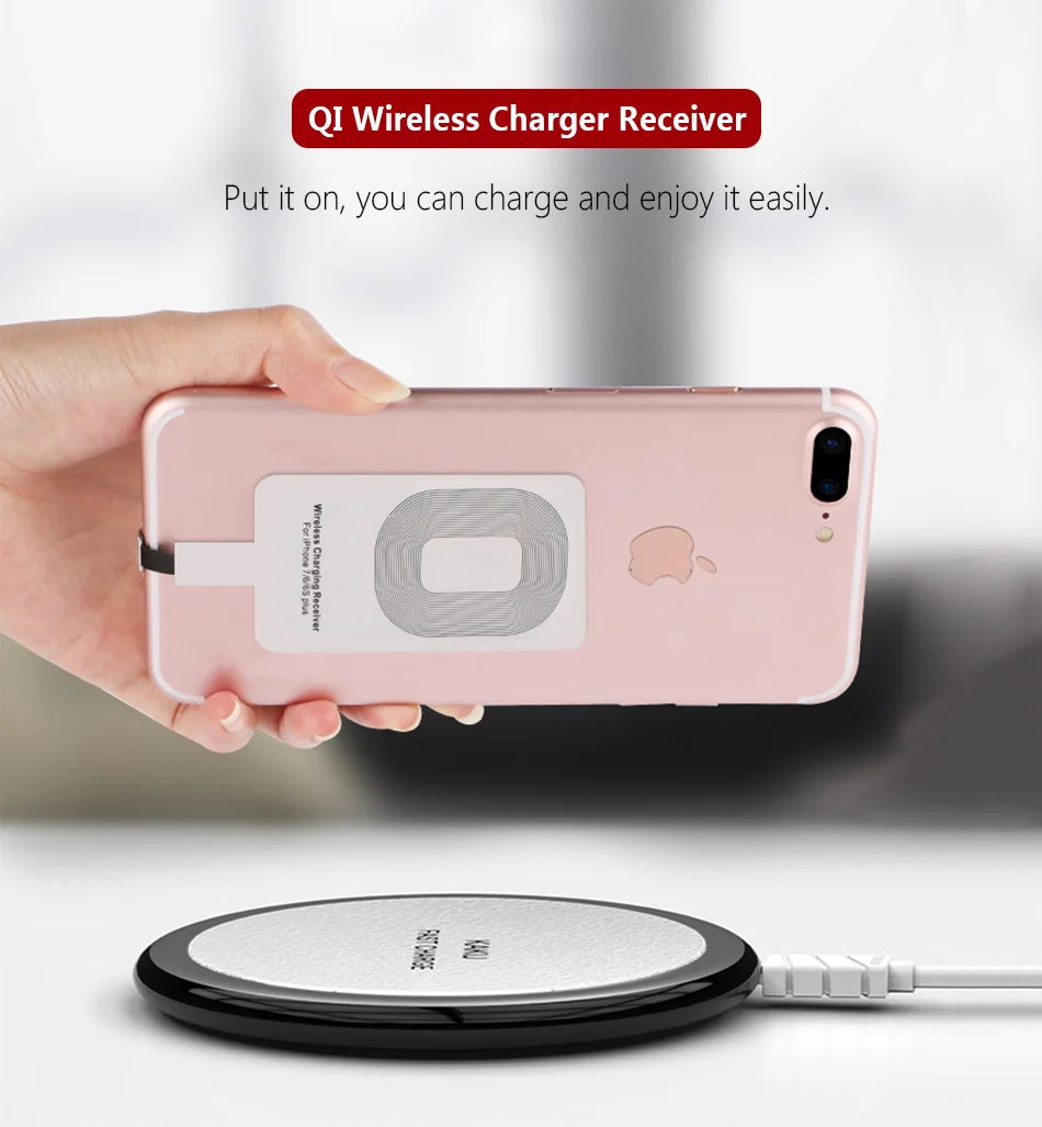 Портативное Мобильное Беспроводное зарядное устройство приемник для iPhone 5 6 7 Plus samsung 5V 1A Универсальный Micro type-C смартфон Qi Быстрая зарядка