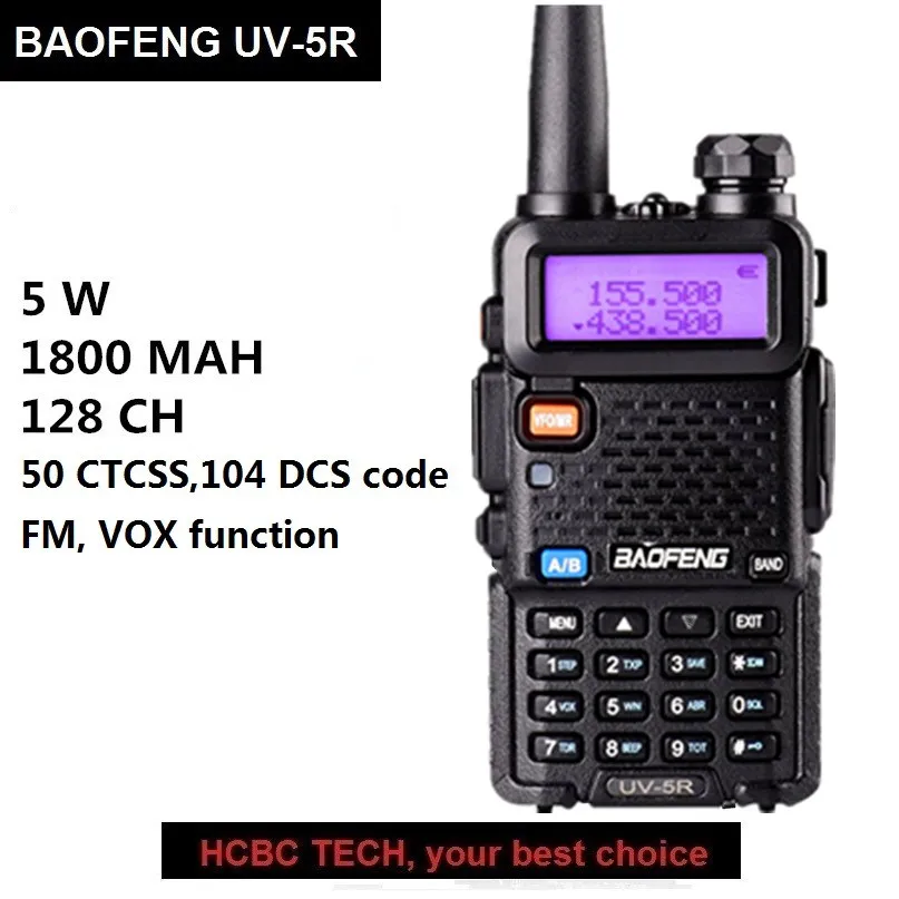 1PC Baofeng UV-5R Walkie Talkie UHF VHF Portable CB Ham Radio Station Amateur Police Scanner Radio Intercome HF Transceiver UV5R