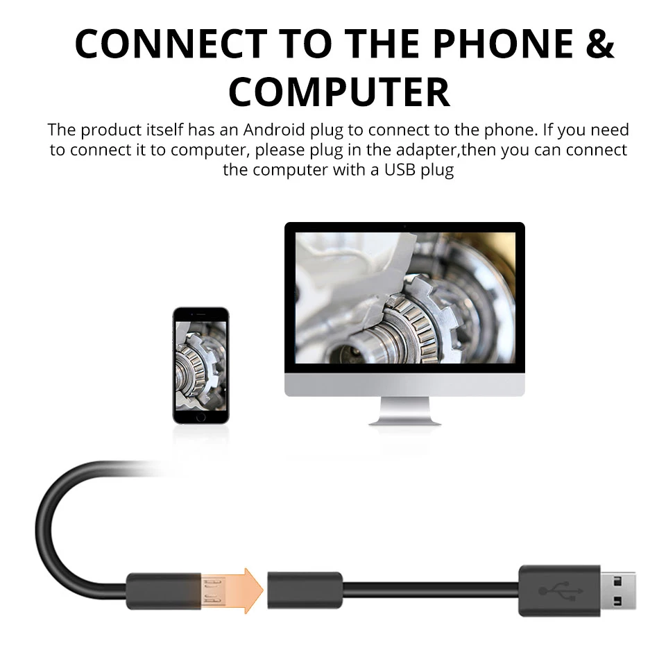 Миниатюрная жесткая камера эндоскоп с объективом 7 мм и кабелем USB 5 м|Эндоскоп