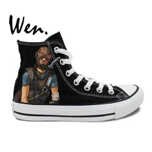 Wen Hand Painted Sneakers Design Custom Borderlands Mordecai Man Woman’s High Top Canvas Shoes Christmas Gifts