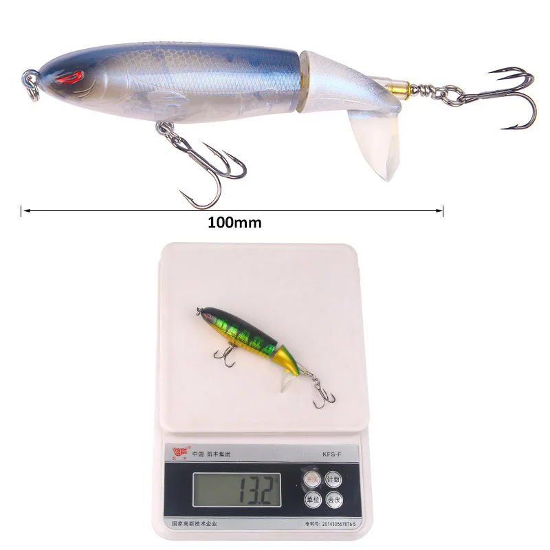 1pcs Quality Whopper Plopper 100mm/ 13.2g Artificial Top Water Fishing Lure Hard Bait Wobbler Rotating Soft Tail Fishing Tackle