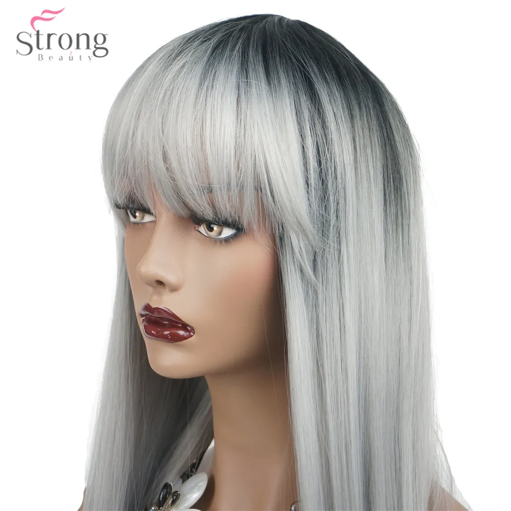StrongBeauty Женские синтетические парики с эффектом омбре серебристо серые/светлые